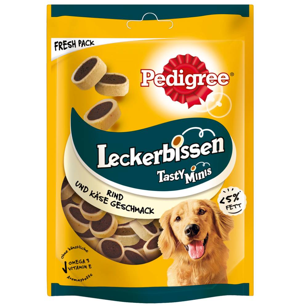Pedigree Tasty Minis - Saver Pack: 6 x Cheesy Nibbles with Cheese & Beef 140g